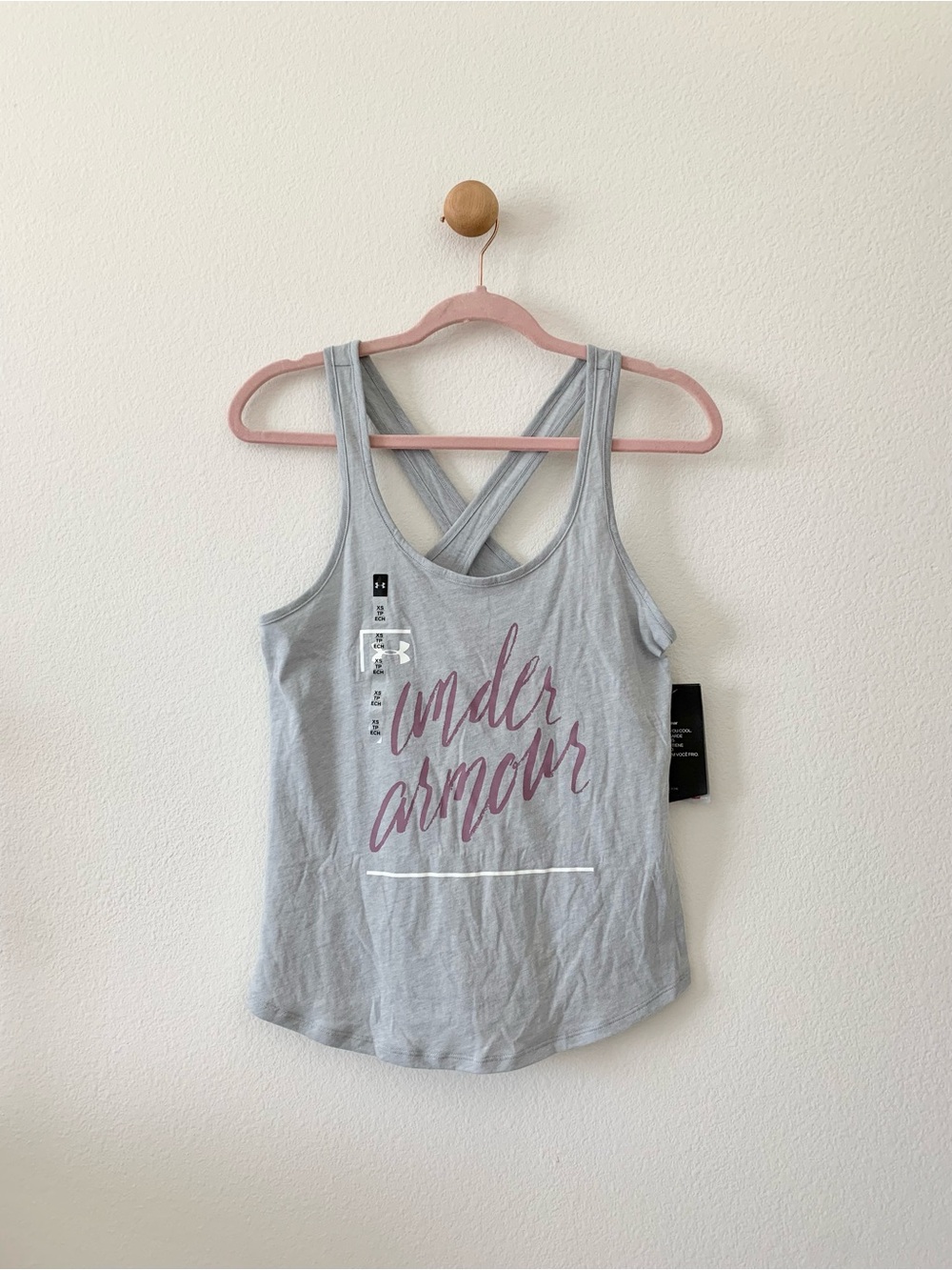Under Armour Gray Pink Criss Cross back Athletic Tank Top US XS